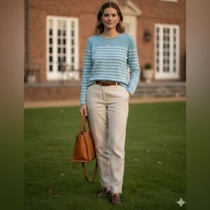 J. Mclaughlin Striped Coastal Preppy Chic Sweater Size XL